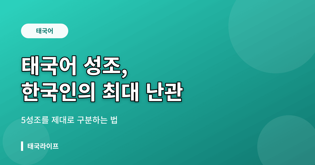 한국인이 태국어 배울 때 가장 유의할 것 — 성조 이해와 효과적인 연습법 - 발음·문법 리뷰 이미지