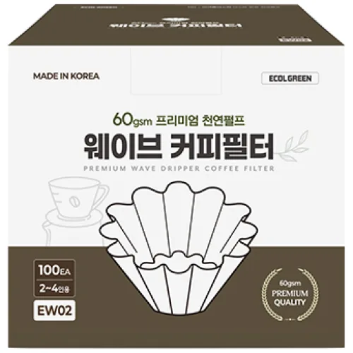 웨이브 커피필터 칼리타 185 천연펄프 드립필터 100매, 200매